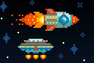 Vintage space shooter screen